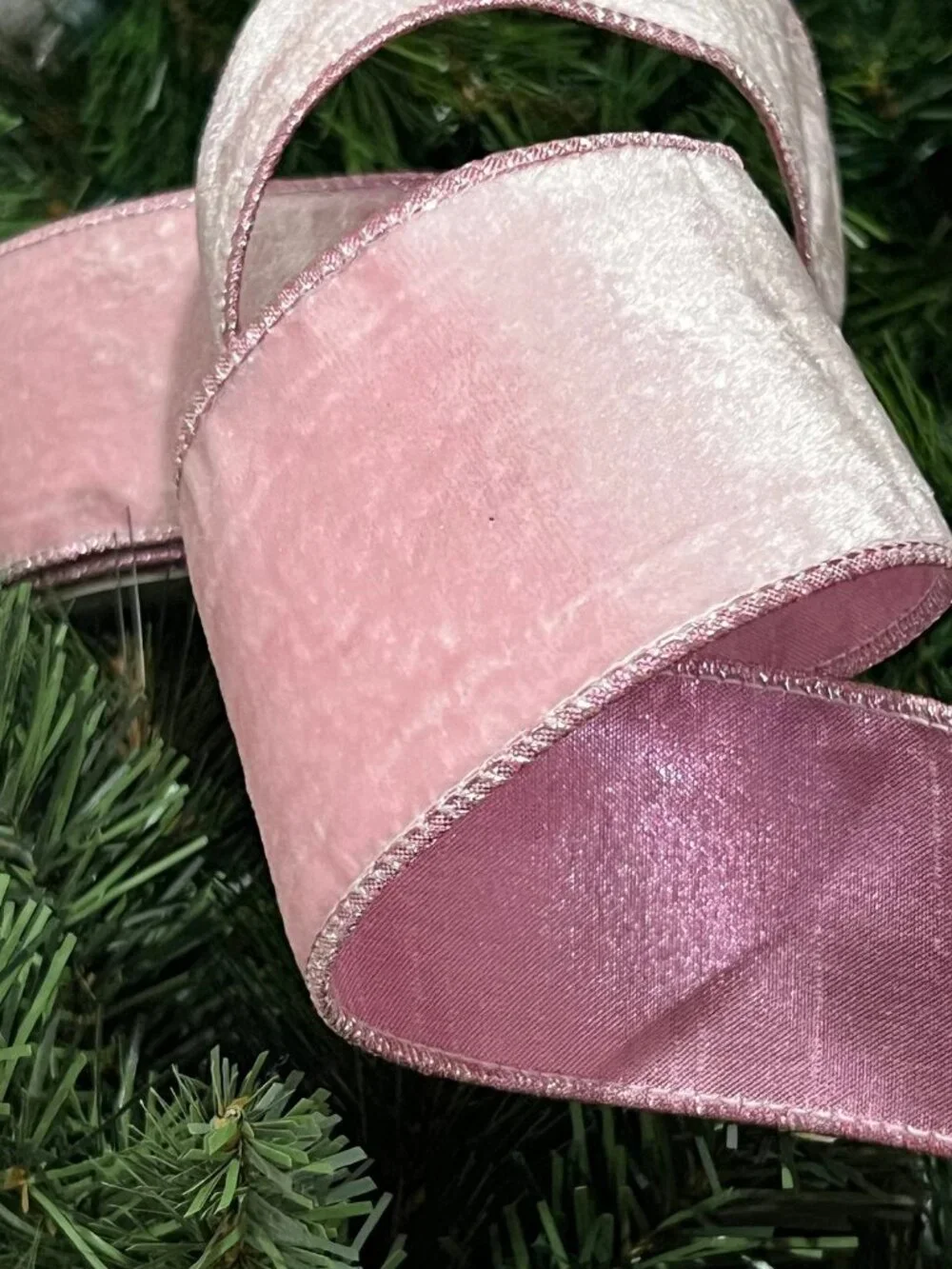 Designer Regency Pink Blush Velvet Metallic Back Ribbon Premium Craft Supplies